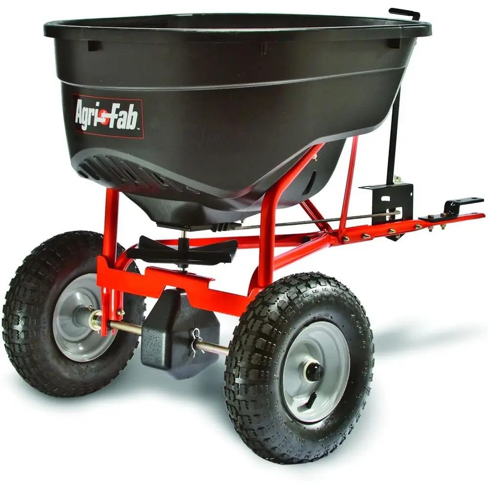 

45-0463 Pull Behind Broast Spreader,130 lb. Hopper acity Designed or Seed, ertilizer, Salt, Ice Melt with Unil Hitch,12 t. Sprea