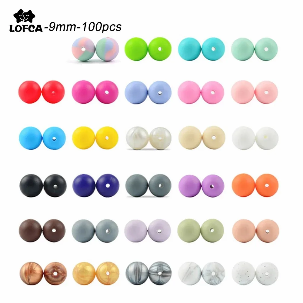 

Silicone Beads 9MM BPA Free Silicone Loose Bead For Pacifier Clip Making Safe Teether DIY Round Bead Silicone Necklace Accessory