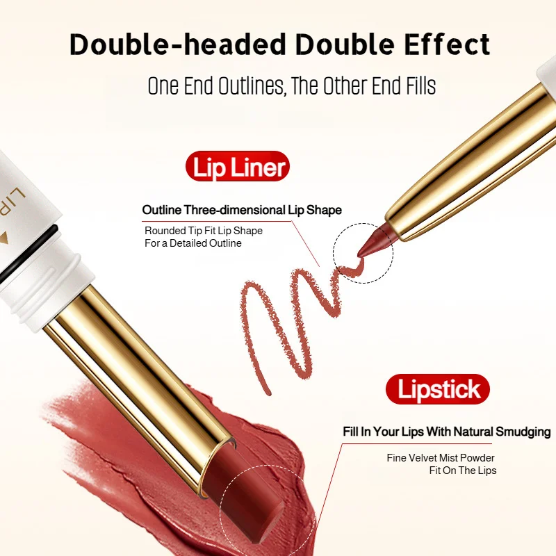 Il rossetto a doppia testa non è facile da sbiadire delinea la nebbia morbida e chiude il rossetto a tubo sottile senza macchiare la tazza