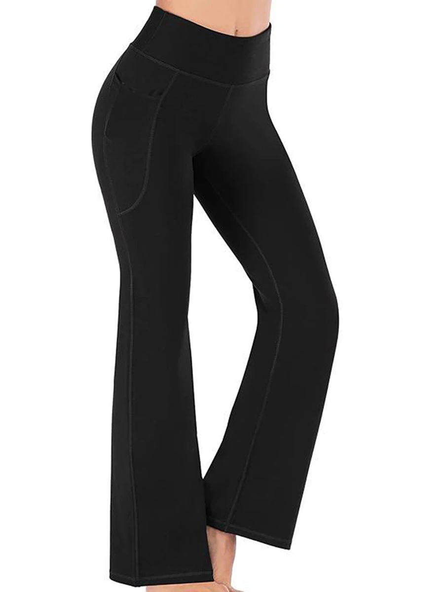 Women Flare Yoga Pants Solid Color Stretch High Waist Workout Pants for Fitness Sport Running Activewear