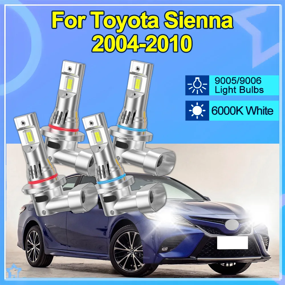 

For Toyota Sienna 2004 2005 2006 2007 2008 2009 2010 9005 9006 LED Headlights Kit Combo Bulbs 6000K White Hi Lo Beam