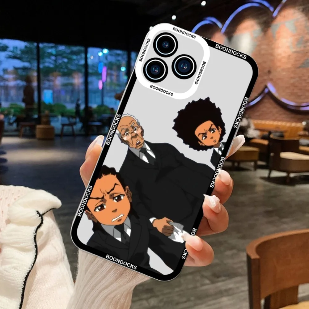 Cartoon The Boondocks Phone Case For iPhone 11 12 Mini 13 14 15Pro Max Transparent Shell