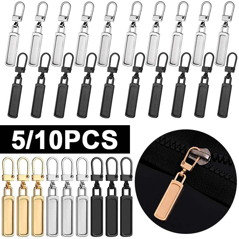 

5/10Pcs Etachable Zipper Puller Universal Replacement Tab Zippers Head Repair Kit for Suitcases Bags Clothing DIY Sewing Craft