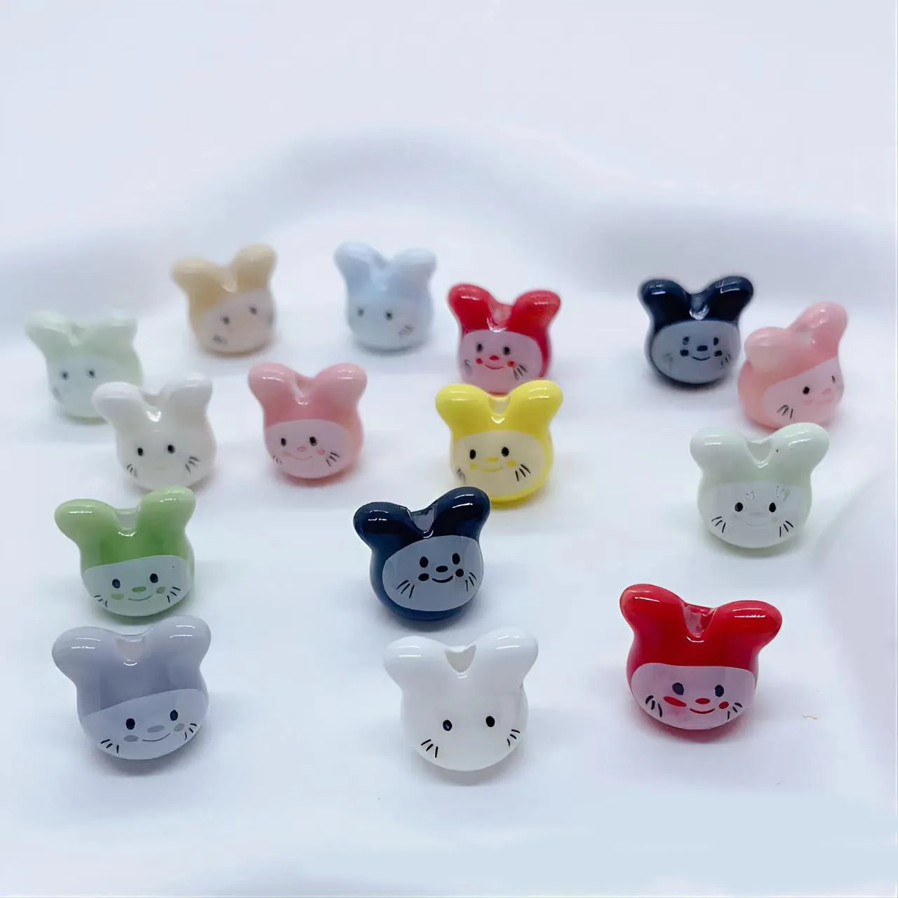 10PCS Colorful Ceramic Rabbit Beads Loose Spacer Beads For Jewelry Making DIY Bracelet Necklace Accessories