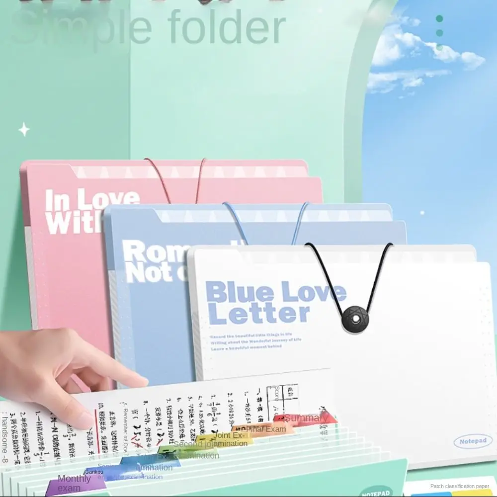 Vertical A4 Handheld File Bag High Appearance Large Capacity Student Homework Orginizer 5/8/12 Layers INS Test Paper Storage Bag