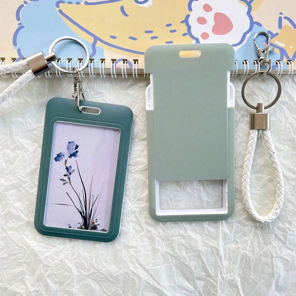 1Pcs Solid Color Hard ID Card Clip, Plastic Bus Card Protective Cover, Campus Card Access Card Clip, Detachable Card Placement