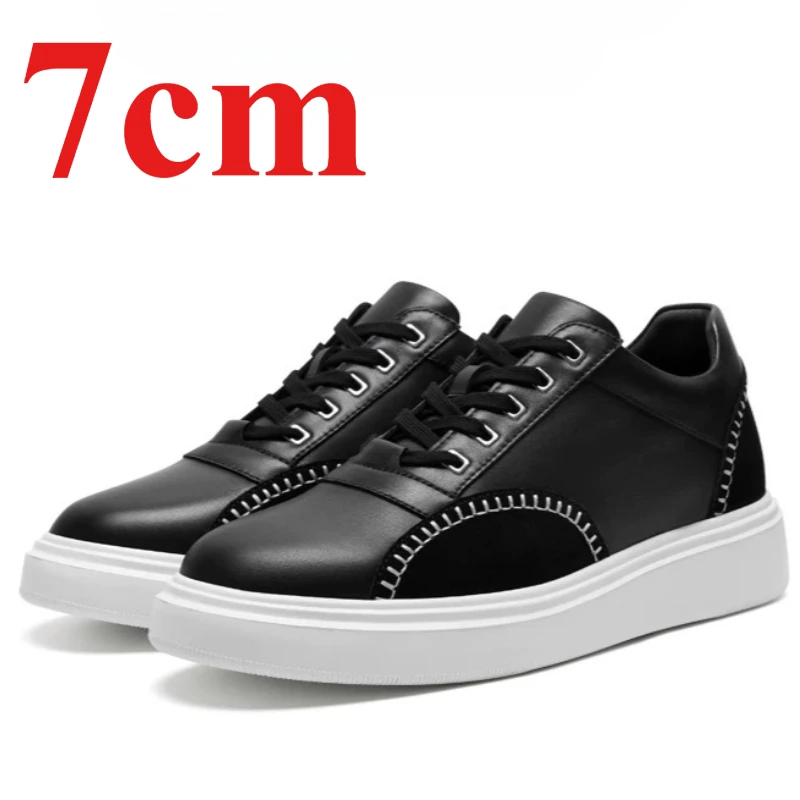 Invisible Inner Height-increasing Shoes 8cm Men's Korean Elevator Shoes Male Comfortable Breathable Genuine Leather Board Shoes