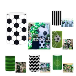 Mehofond Football Cylinder Covers Soccer Pedestal Cover Baby Shower Custom Boy Birthday Party Cake Table Grass Field Decor Prop