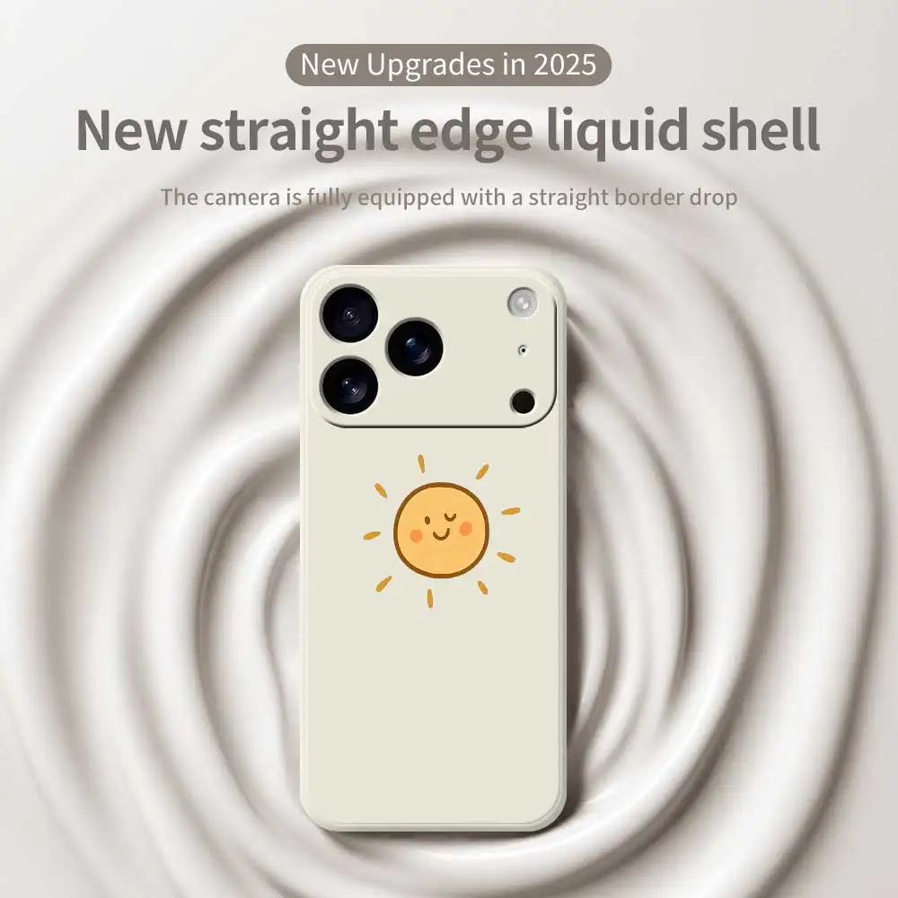 かわいい太陽柄のスマホケース iPhone 17 Pro Max、17 Air、16、15、14 Plus、13、12、11 Pro Max、XS Max、7、8 Plus、16E対応 シリコン製ソフトカバー