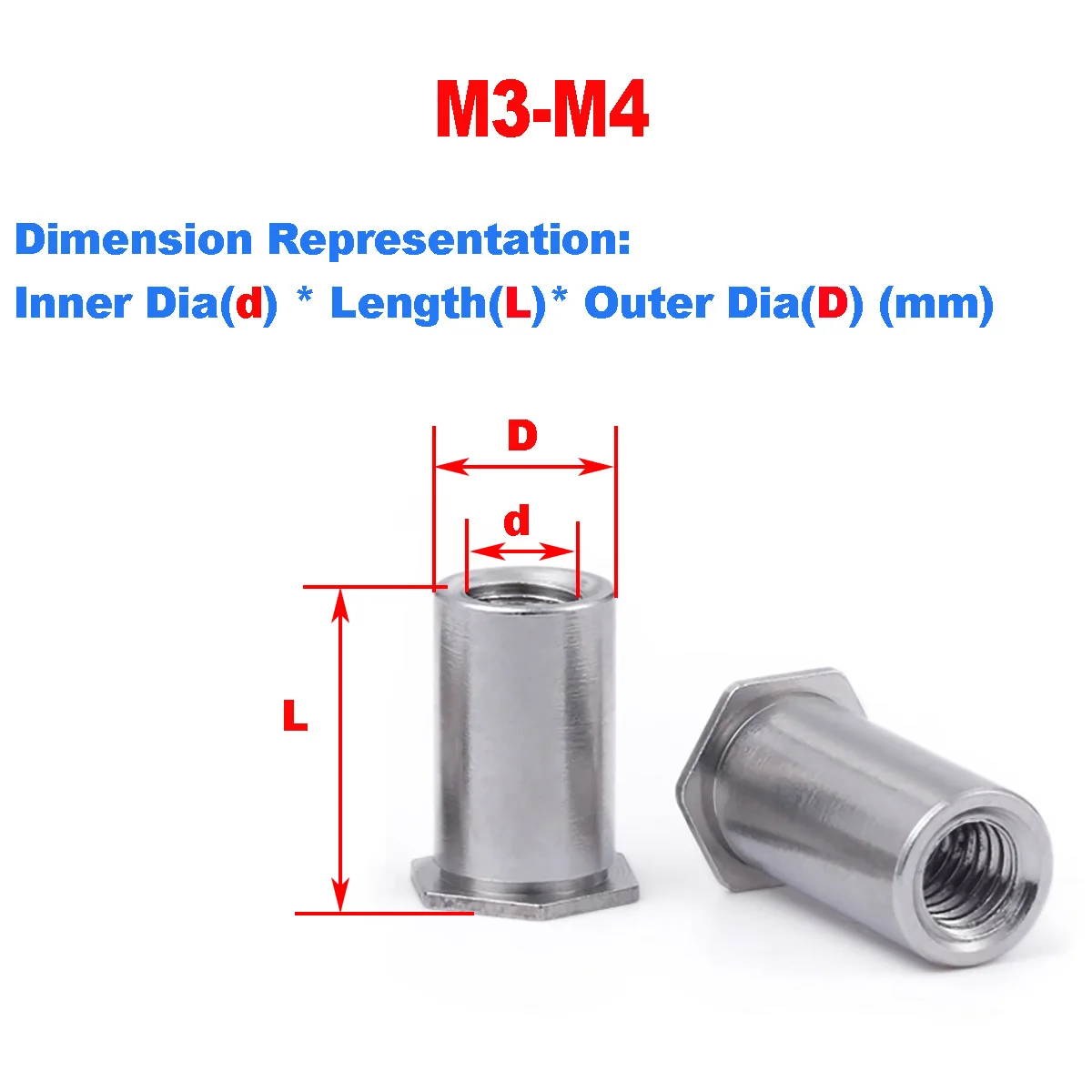 304 Stainless Steel Riveting Studs / Through-Hole Riveting Nuts