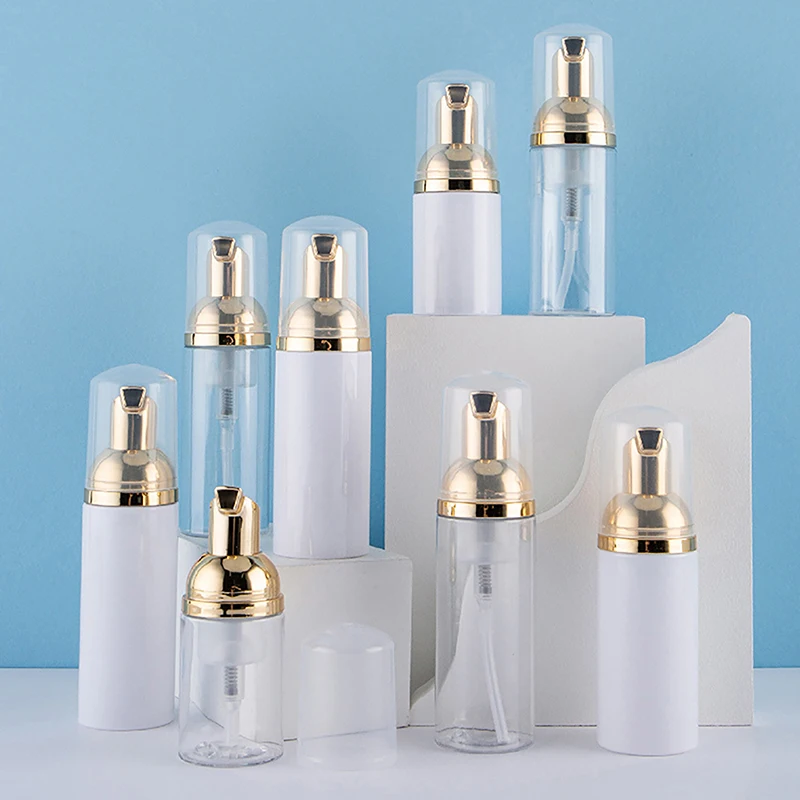 30/50/60ML Wit Goud Plastic Foamer Pomp Fles Hervulbare Lege Gezicht Wimpers Cleanser Schuimende cosmetische Zeepdispenser Fles