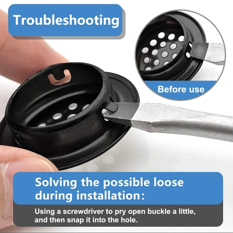 Louça de ventilação de ar, 50 peças 35mm de aço inoxidável buraco de malha redonda ventilação circular de intradorso para guarda-roupa gaveta estante cozinha