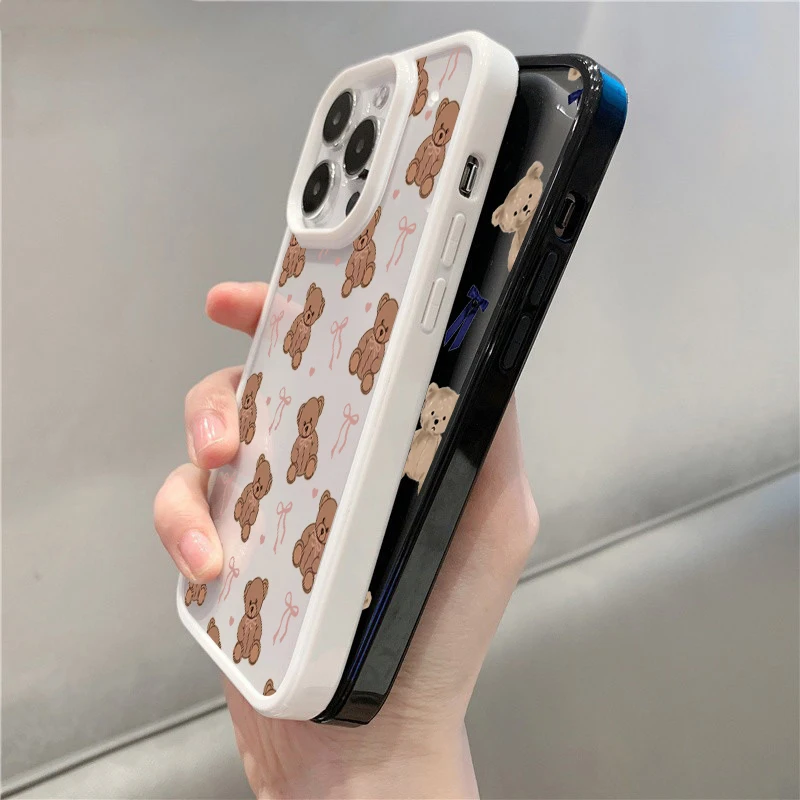 Cute Teddy Bear Bowknot Case for iPhone 17 16 15 14 13 12 11 Pro Max 16E Air X XR XS 7 8 Plus SE2022 Shockproof Protective Cover view 5