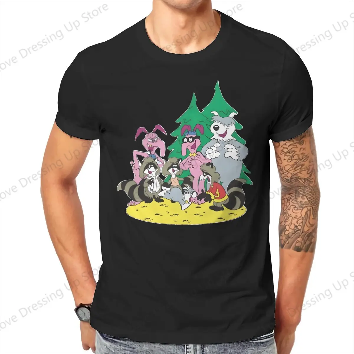 The Raccoons Evergreen Crew Smiling Critters Horror Game T Shirt Fashion O-Neck COTTON  Clothing