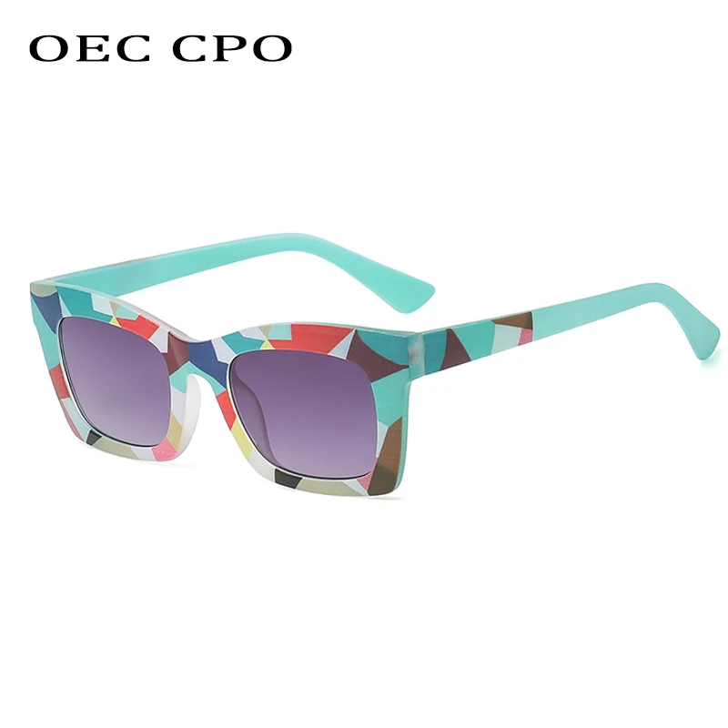 OEC CPO Sexy Colorful Square Sunglasses Women Trendy Gradient Pink Sun Glasses Ladies Ins Popular Candy Color Eyewear UV400