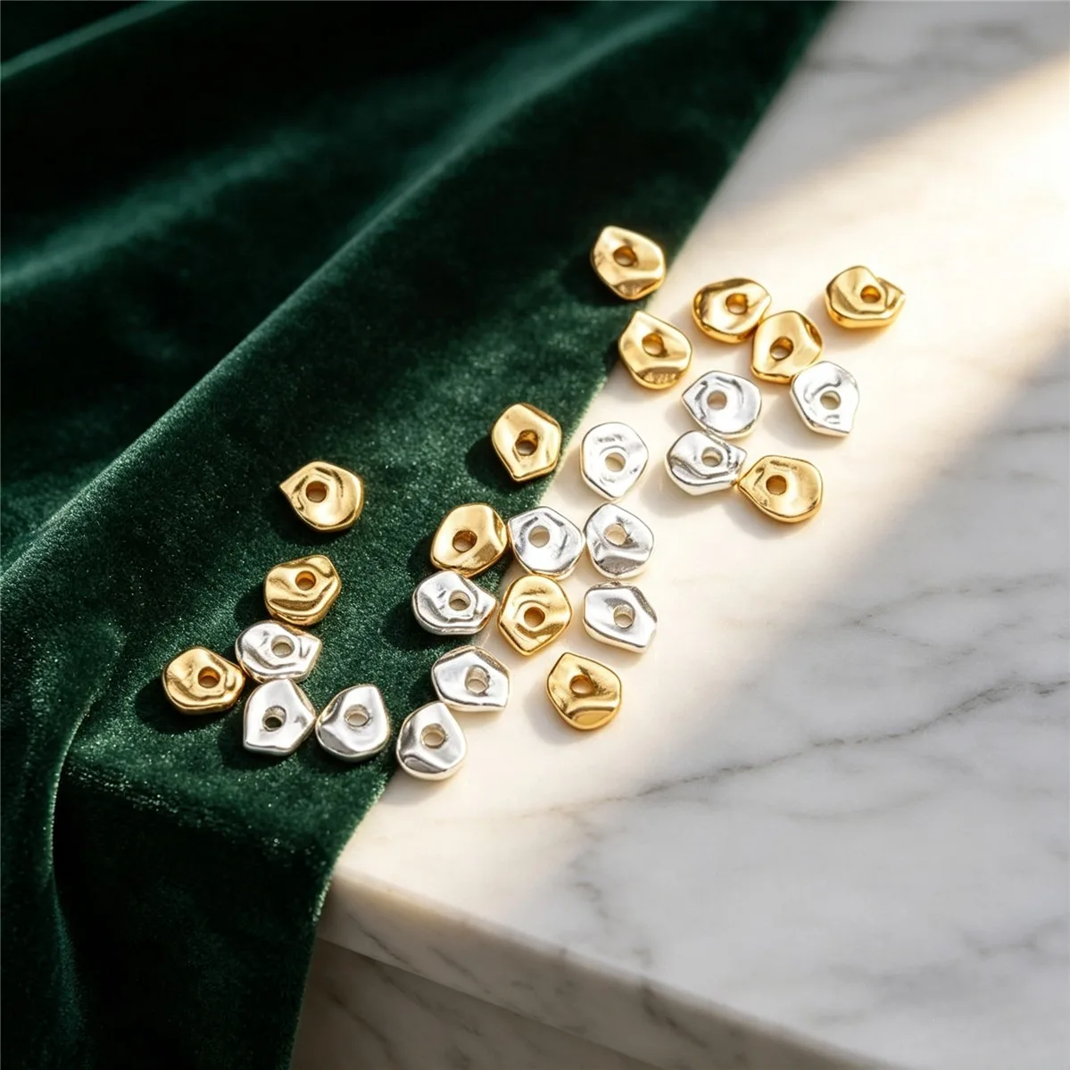 14K Genuine Gold Irregular Small Broken Broken Gold Silver Partition Bead Gasket DIY Beaded Jewelry Accessories C263