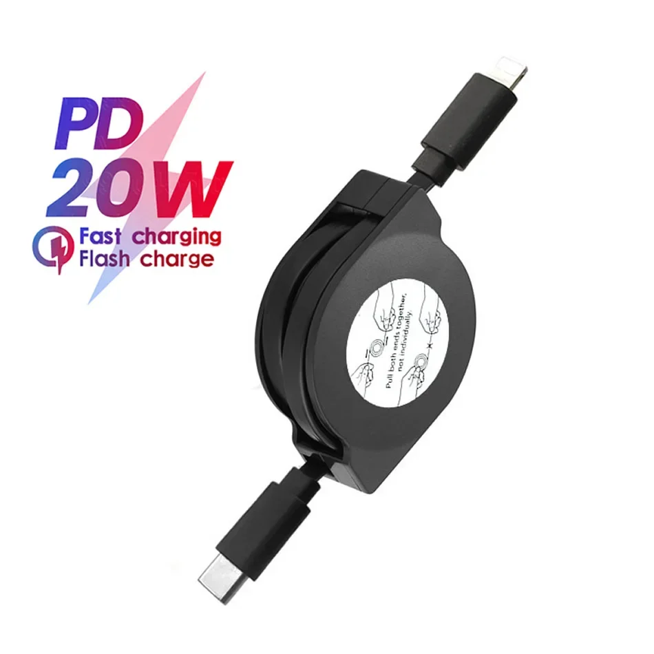 

Retractable PD 20W Fast Charge Cable For iPhone 14 13 12 11 Pro Max Mini 14 8 Plus X XR XS USB C Cable Data Line Accessories