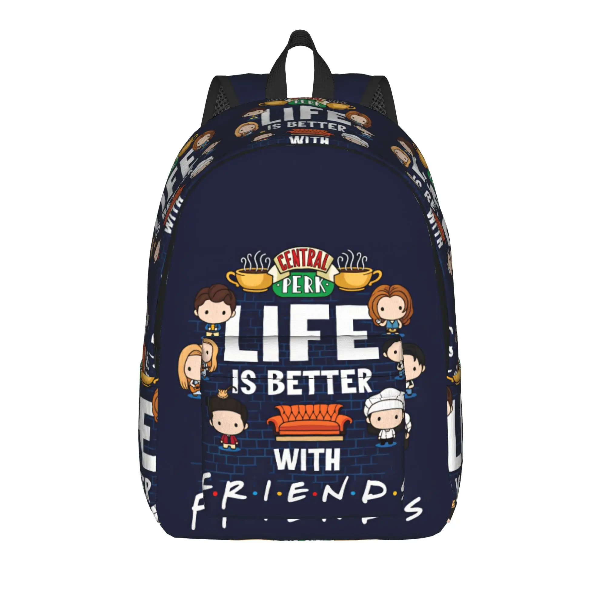 

Friends Brick Chibi Slogan Print Backpack Girl Polyester Outdoor Style Backpacks Pattern Style School Bags Rucksack