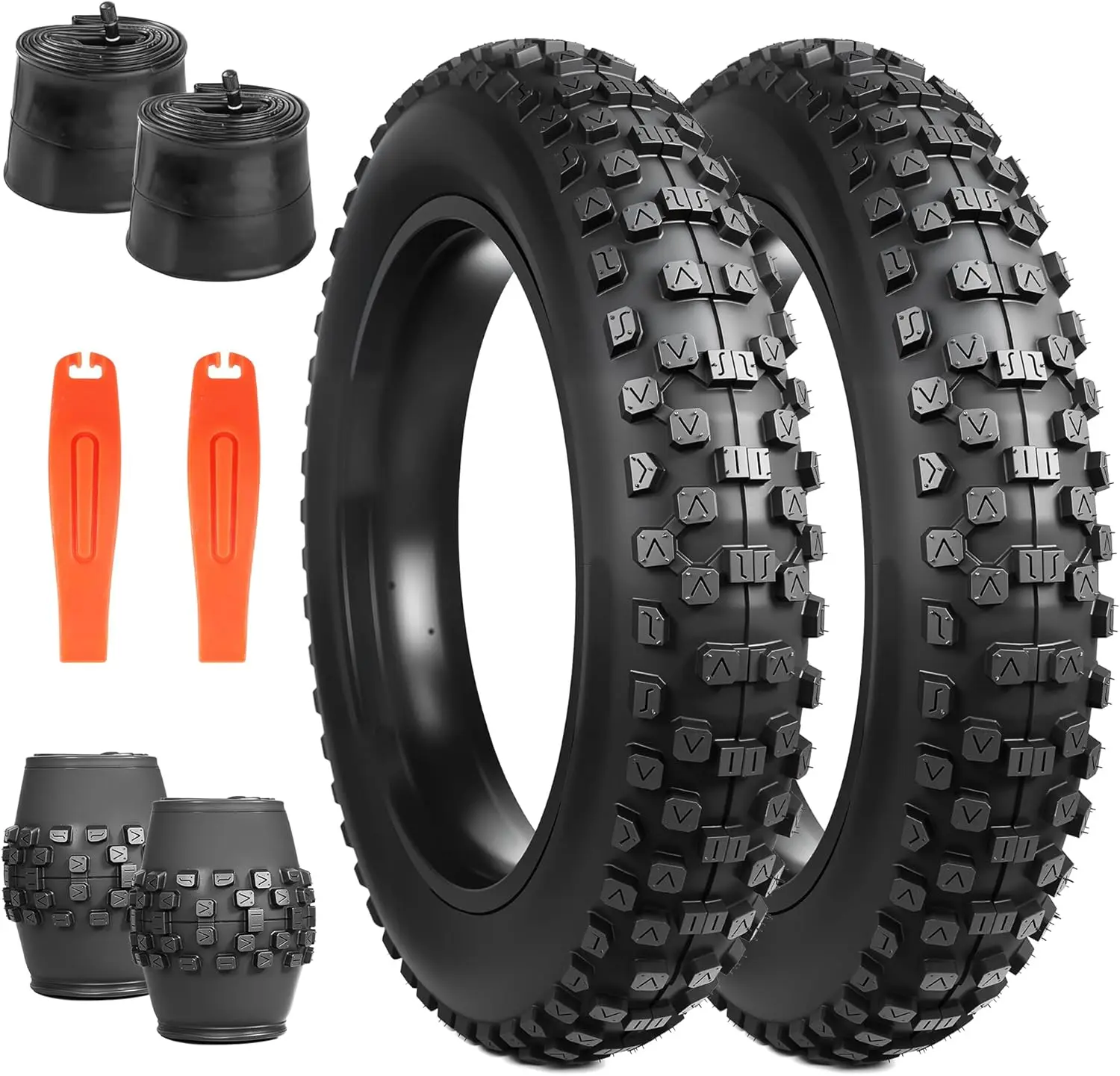 

ZUKKA 2 Pack Fat Tire for Ebike Mountain Bike Heavy Duty E-Bike Mountain Snow Bike Tire With 2 Tubes of 20" x 4"