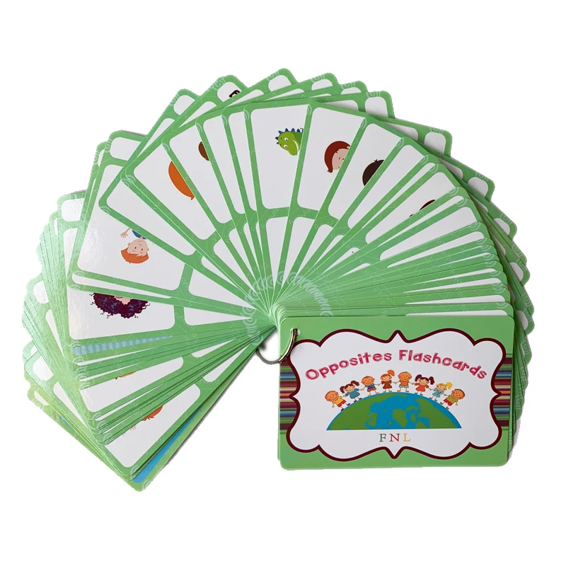 100 مجموعة أضداد البطاقات التعليمية بطاقات المفردات الإنجليزية مونتيسوري تعلم ألعاب تعليمية للأطفال لعبة الذاكرة Livres
