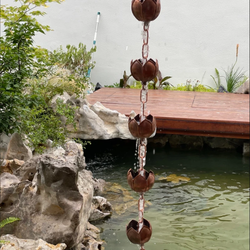 Picture 3: 2.6m Copper Lotus Rain Chain