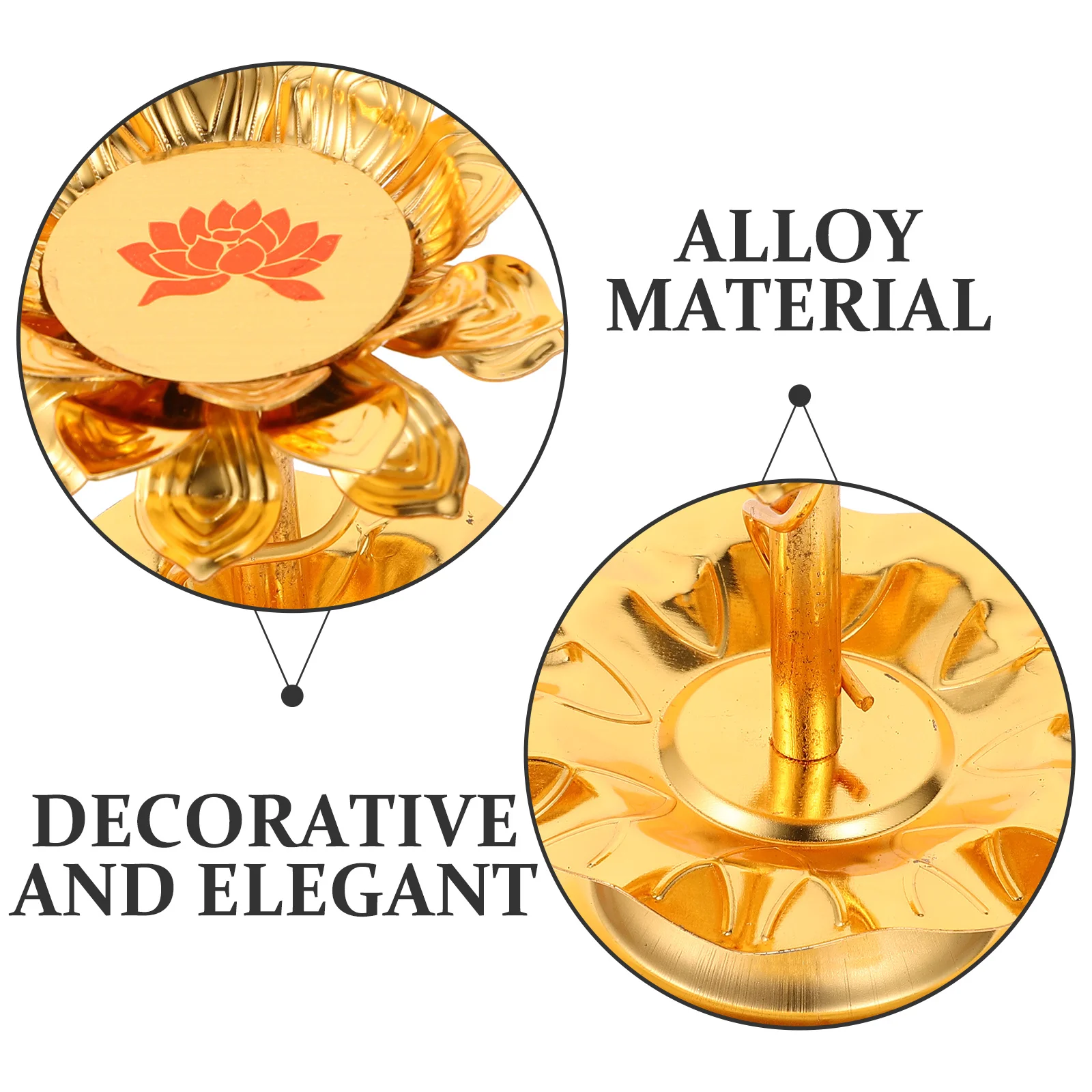 

Decorative Lotus Holder Alloy Butter Lamp Base Desktop Stand for Buddhist Temple Home Candlestick