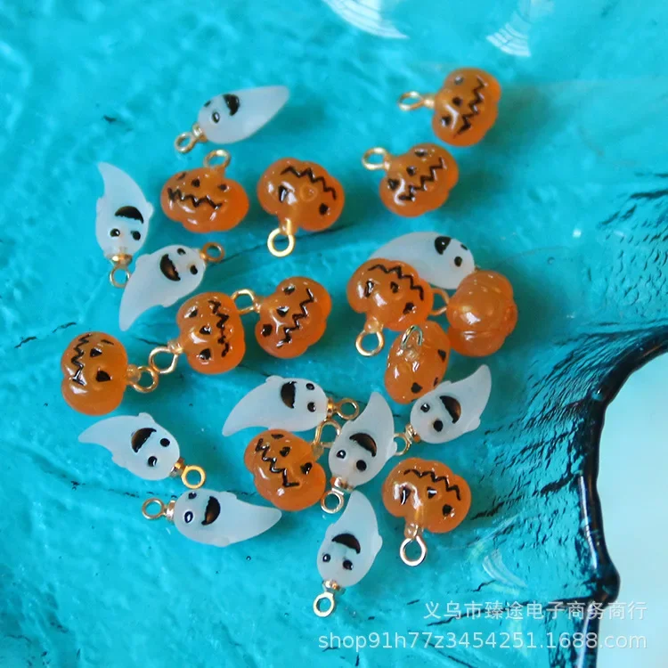 5pcs Halloween Mini Frosted Ghost Pumpkin Stereo Resin Pendant Charms for Necklace Bracelet Earrings Jewelry Making Diy Findings