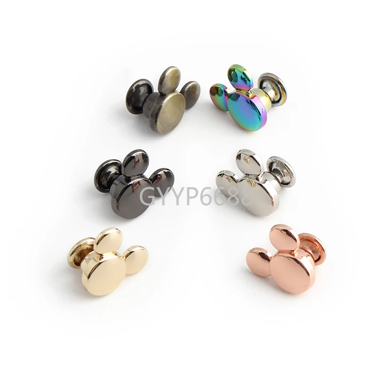 10-50-100PCS 12.5MM Rainbow Metal Chicago Shoes Round Head Rivets Stud Screw Purse Feet Buckles For Leather Bags Accessories