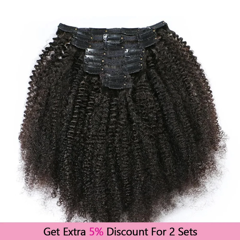 Megeen Clip riccia crespo mongola In capelli umani Clip riccia Afro crespo nelle estensioni dei capelli Cheveux estensioni naturali dei capelli umani