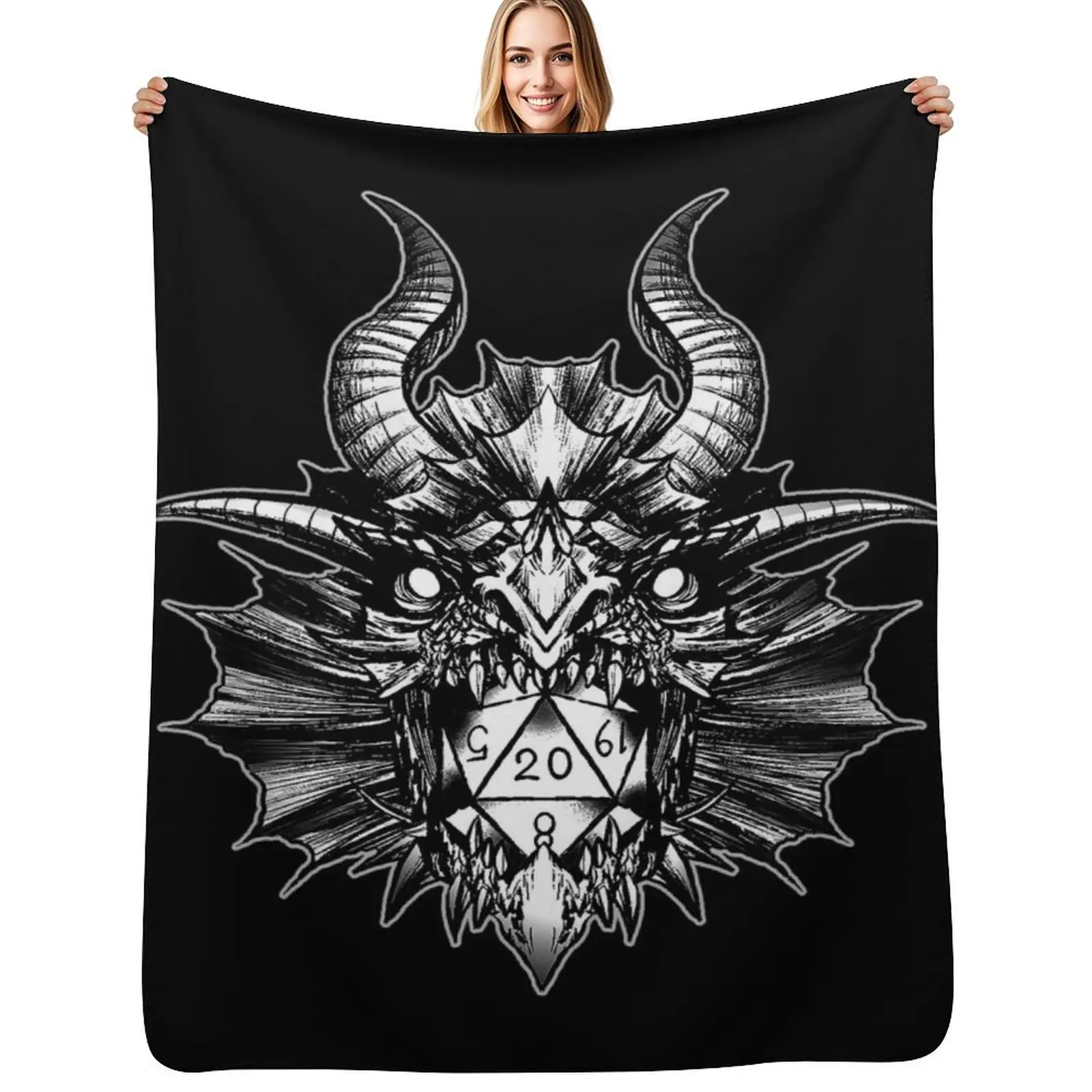 D20 Dragon Throw Blanket Soft Big sofa bed Cute Nap Decorative Throw Camping Blankets