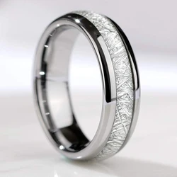 4/6/8mm Stainless Steel Wedding Ring Silver Color Polished Meteorite Ring For Men Women Couple Jewelry Proposal Commitment Ring