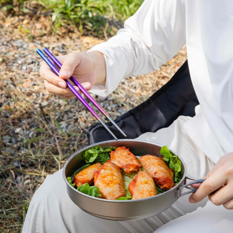Keith Pure Titanium Chopsticks 23.5cm Hollow & Featherlight (14.5g) Iridescent Color Camping & Travel Utensils