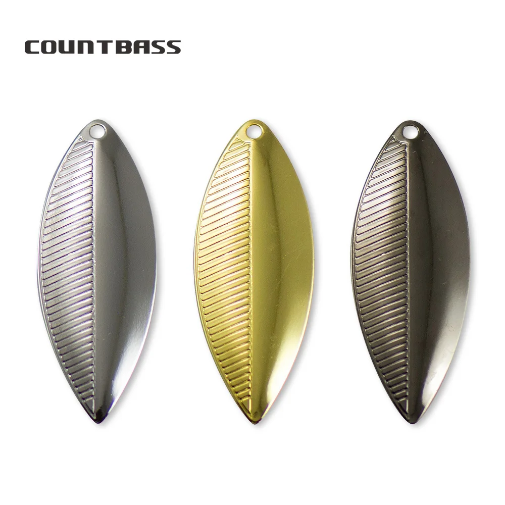 

COUNTBASS 50PCS Size 3.5&4.5&5 Steel Wiilowleaf Spinner Blades Leaf Pattern Fishing Lure Parts Components