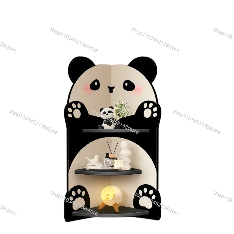 

Floor-to-ceiling Corner Cabinet Next To The Black and White Panda Sofa Bedroom Bedside Corner Seam Corner Cabinet