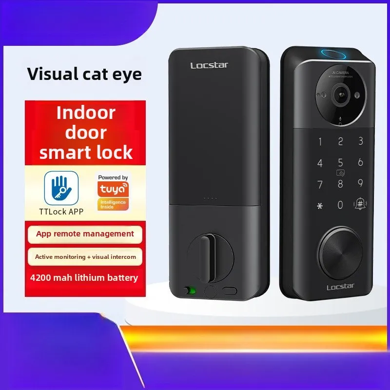 

Automatic Smart Lock Electronic Cat Eye Visual Intelligent All-through Lock Password American Wooden Door