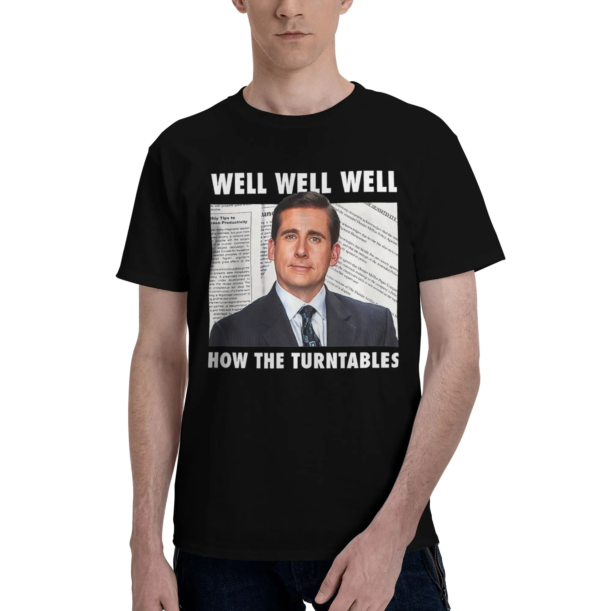 Michael Scott 80s 90s Tv Series Men T Shirts The Office Vintage Tee Shirt Short Sleeve Crew Neck T-Shirts Pure Cotton