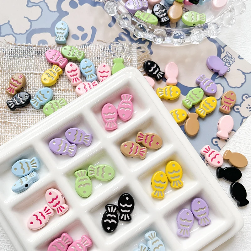 Picture 5: 10pcs Lovely Colorful Fish Snapper Fish Biscuit Alloy Beaded Diy Handmade Loose Bead Jewelry Beads Materials