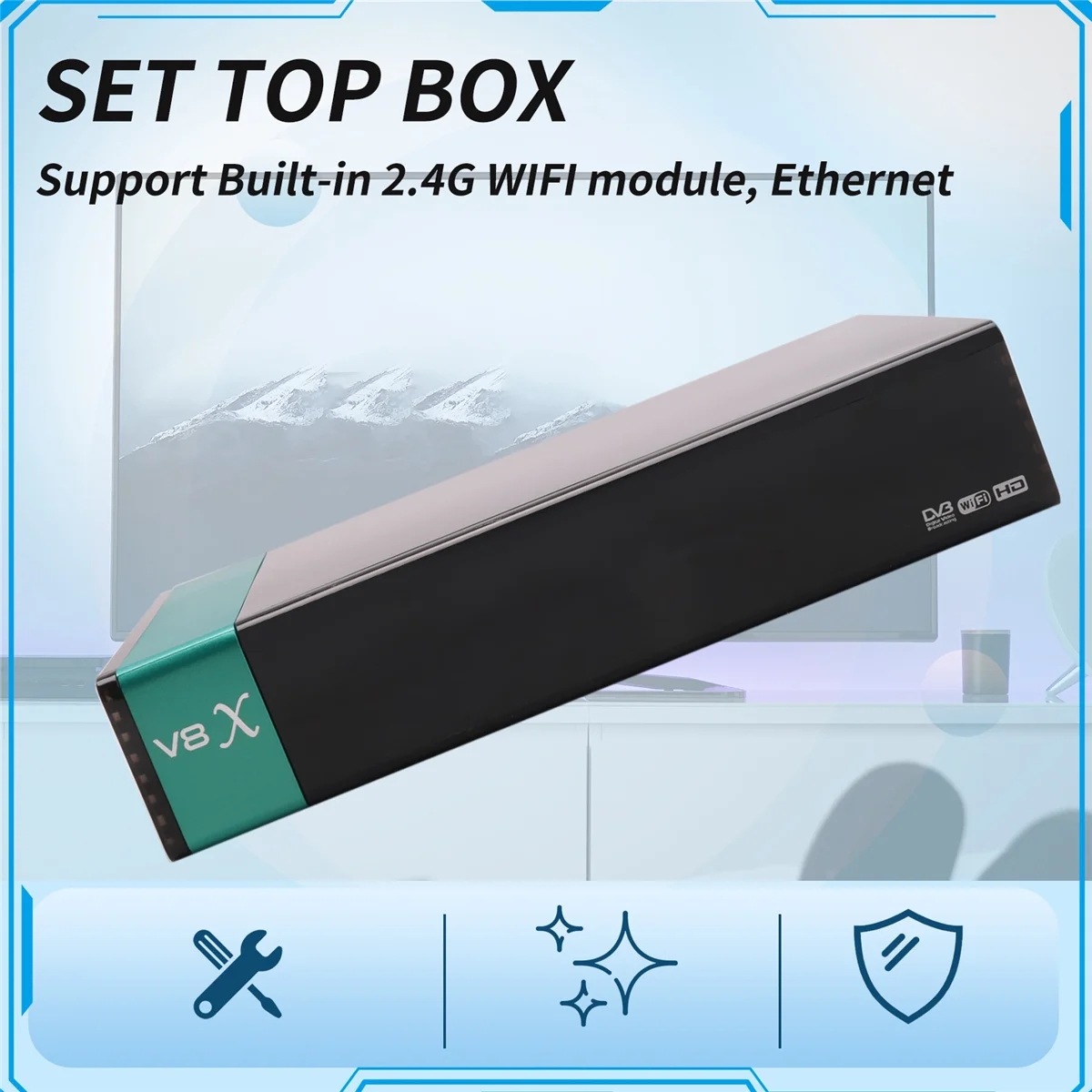 

A10I V8X DVB-S/S2/S2X Digital Satellite Receiver Full HD 1080P HEVC Built-in WiFi Support CA Card TV Receiver 2.4G WIFI (EU)