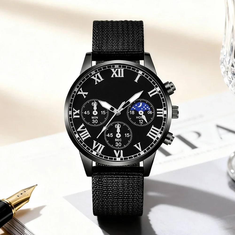 1pc Men's New Watch Canvas Strap Handsome Dial Fashionable Appearance Best Choice for Daily Dressing and Gift Giving