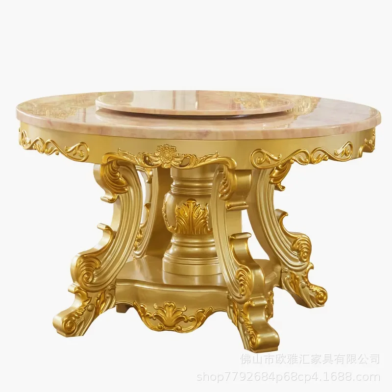 CX noble gold restaurant, with turntable villa household solid wood round table