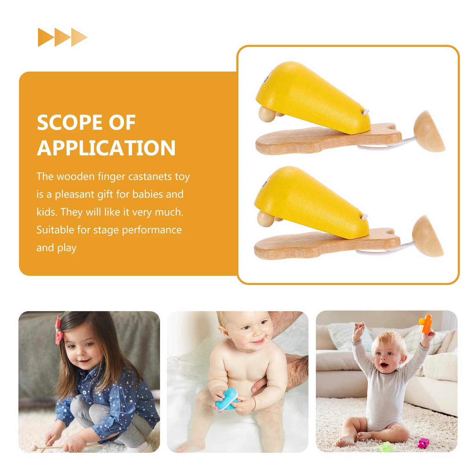 2 stücke Holz Fisch Kastagnetten Kinder Spielzeug Glatte Helle Farbe Musical Intelligenz Entwicklung Kleinkind Geschenk Haushalt Tragen beständig