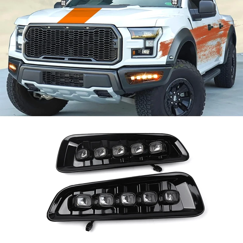 Luzes diurnas LED para Ford Raptor, SVT, F150, 2017, 2018, 2019, 2020, DRL, 2pcs