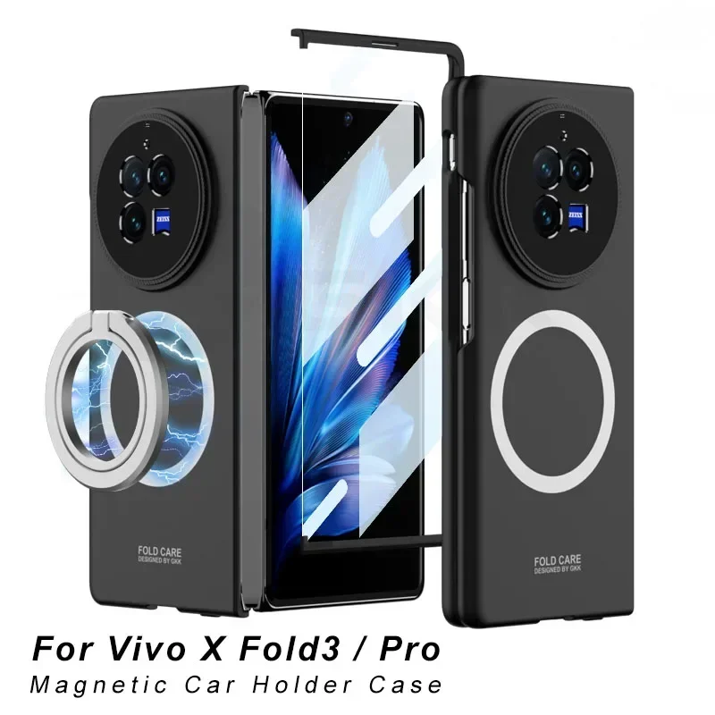 

Magnetic Car Holder Armor Case For Vivo X Fold 3 Outer Screen Glass Protective Wireless Charging Cover For Vivo X Fold3 Pro Case