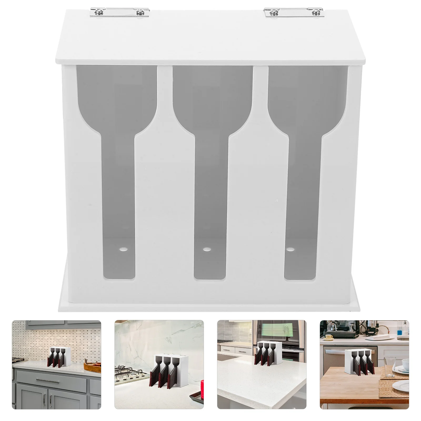 

Utensil Holder Acrylic 3-Compartment Spoon Organizer Kitchen Spoon Rest Cutlery Storage Rack Table Scoop Dispenser