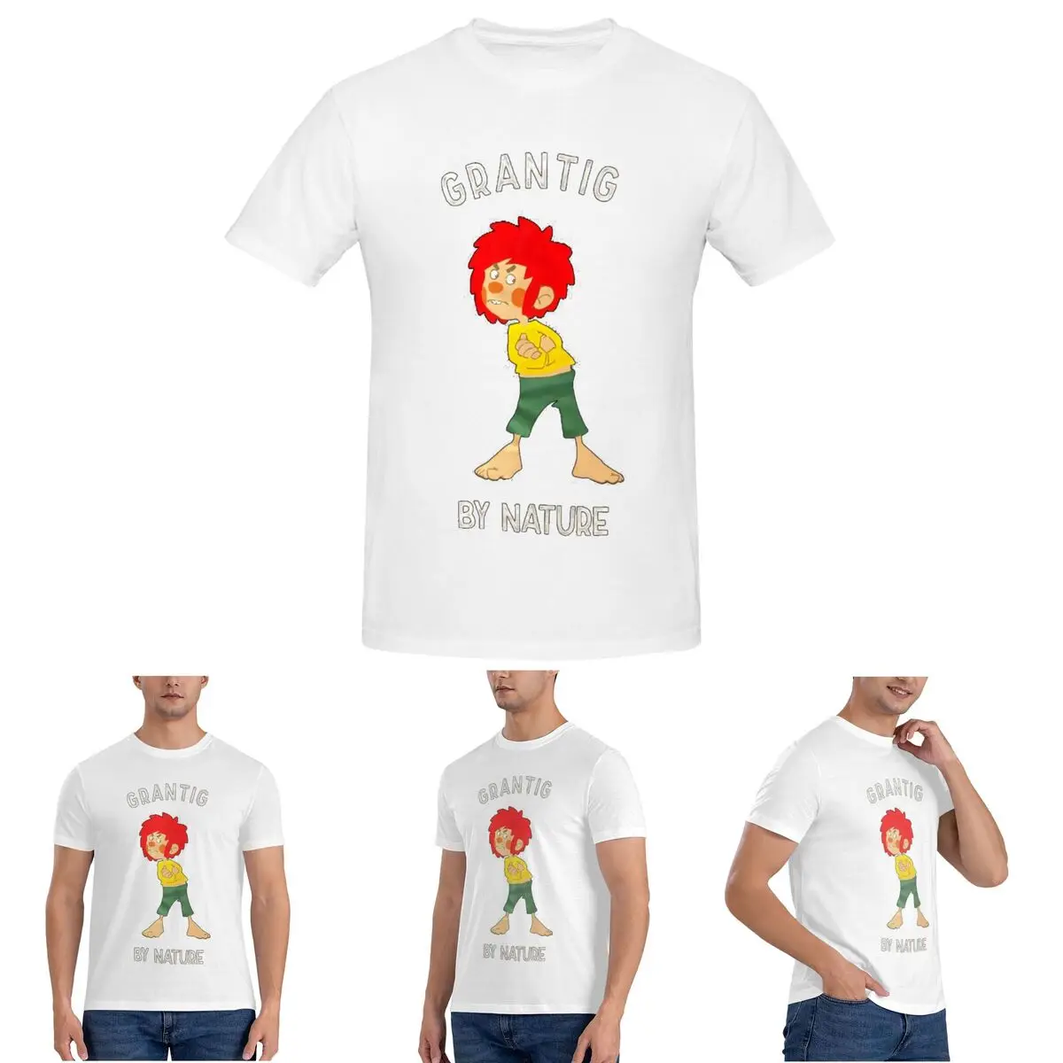 

Футболка Pumuckl Grantig By Nature для мужчин, хлопковые футболки больших размеров, мужские летние топы с короткими рукавами и круглым вырезом, S-6XL