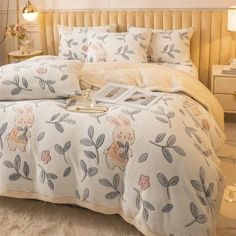 1pc Thickened Flannel Duvet Cover Soft Blanket Double-side Quilt Cover for Kids Winter Warm Housse De Couette220x240cm