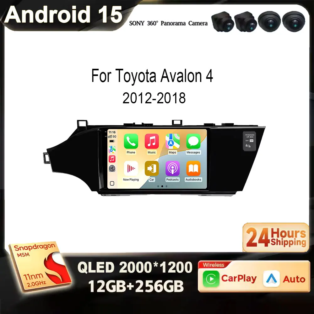 For Toyota Avalon 4 IV XX40 2012-2018 Android 15 2K QLED Wirless CarPlay Auto Car Radio Headunit DSP RDS BT 4G WIFI GPS Navi