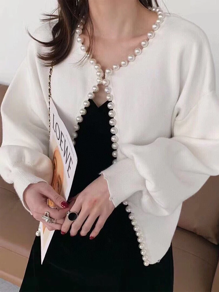 Cárdigan de punto con cuello redondo para mujer, abrigo informal de manga larga, holgado, cálido, elegante, a la moda, novedad de otoño, 2023