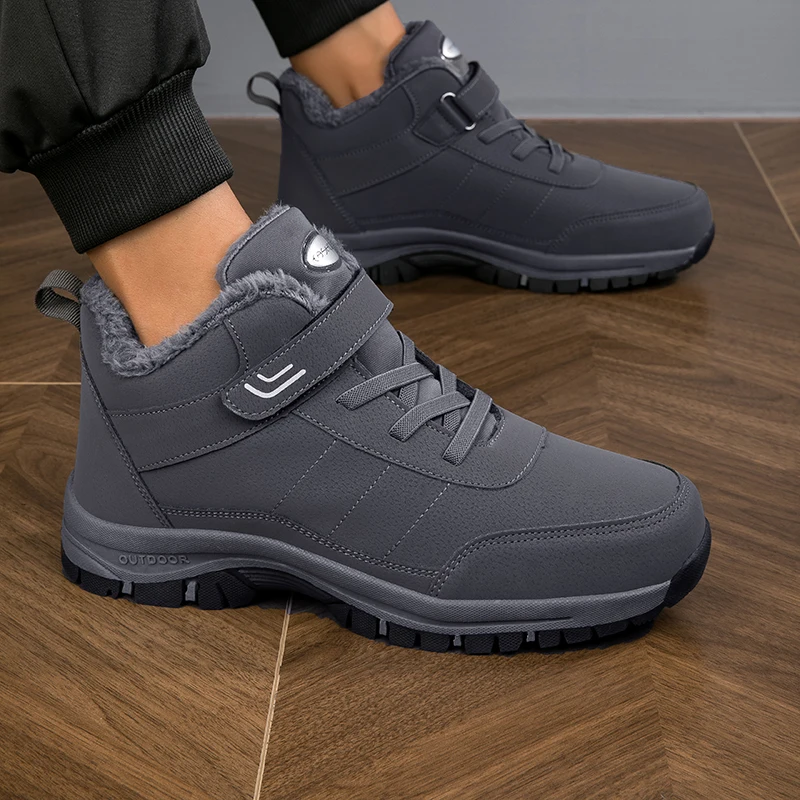 Calzado de invierno para hombre, piel sintética y antiviento, fácil extracción para Navidad, deportes de invierno o ocio