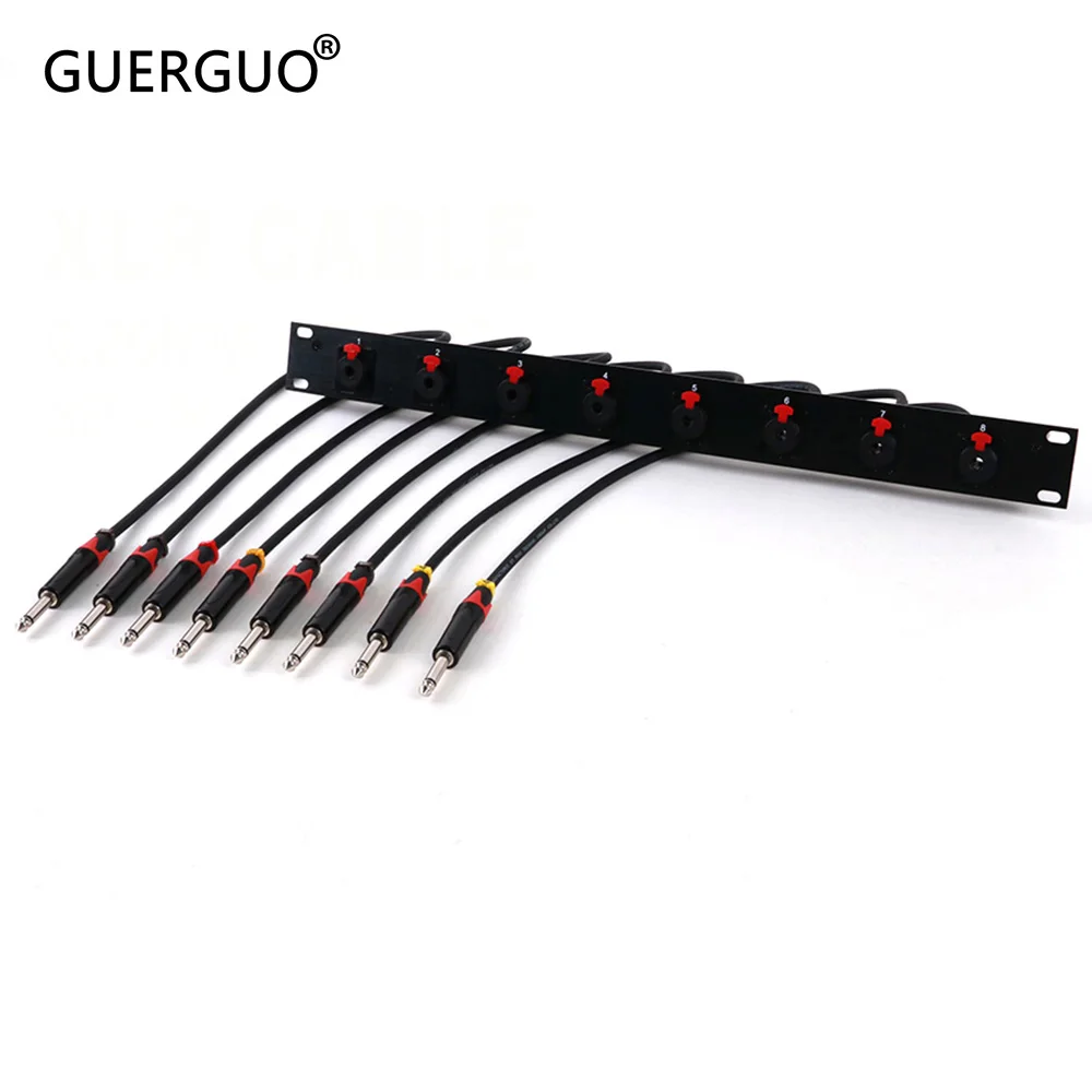 8-Way 1U Cabinet XLR Audio Jumper Rack,D-Type 6.35/6.5mm Female Socket to 1/4